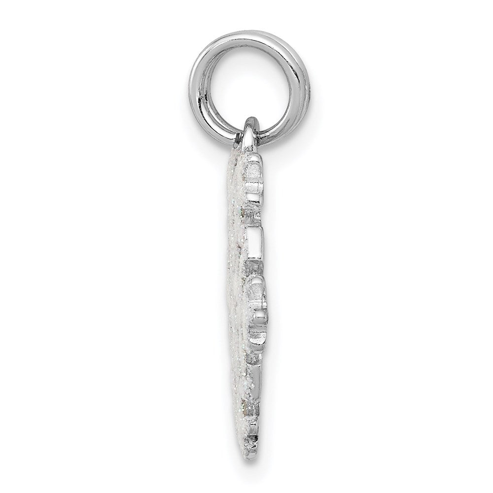 Sterling Silver Rhodium-Plated Enameled Snowflake Charm