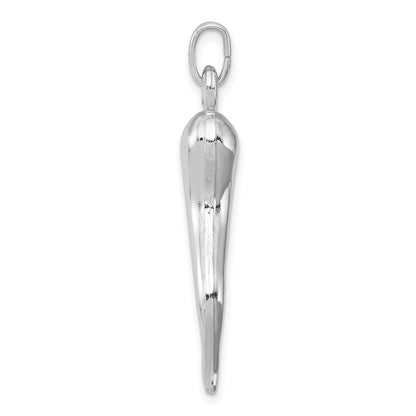 Sterling Silver Rhodium-Plated Italian Horn Pendant
