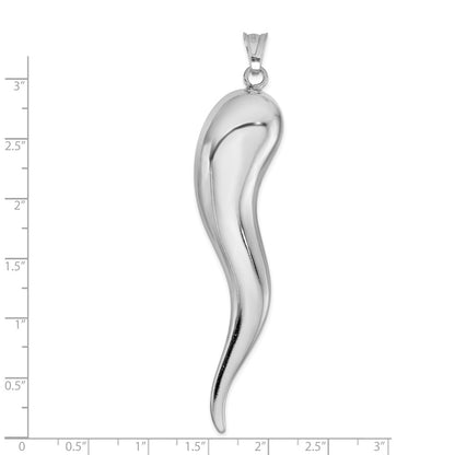 Sterling Silver Rhodium-Plated Italian Horn Pendant