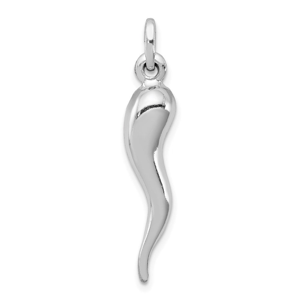 Sterling Silver Rhodium-Plated Italian Horn Pendant