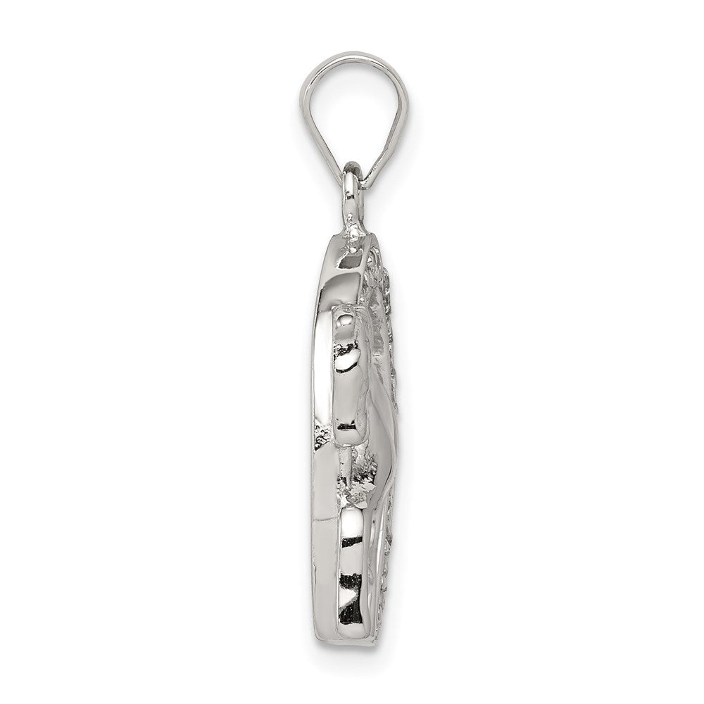 Sterling Silver Rhodium-Plated Horse & Horseshoe Cz Pendant