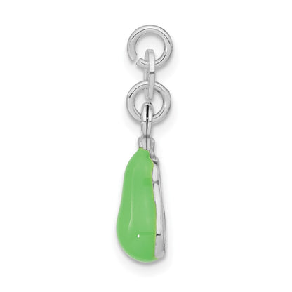 Sterling Silver Polished Enameled Pear Charm