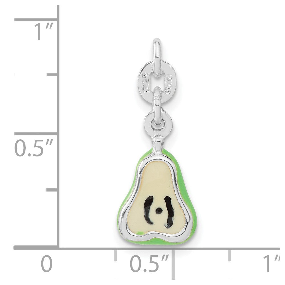 Sterling Silver Polished Enameled Pear Charm