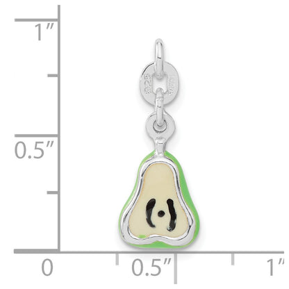 Sterling Silver Polished Enameled Pear Charm