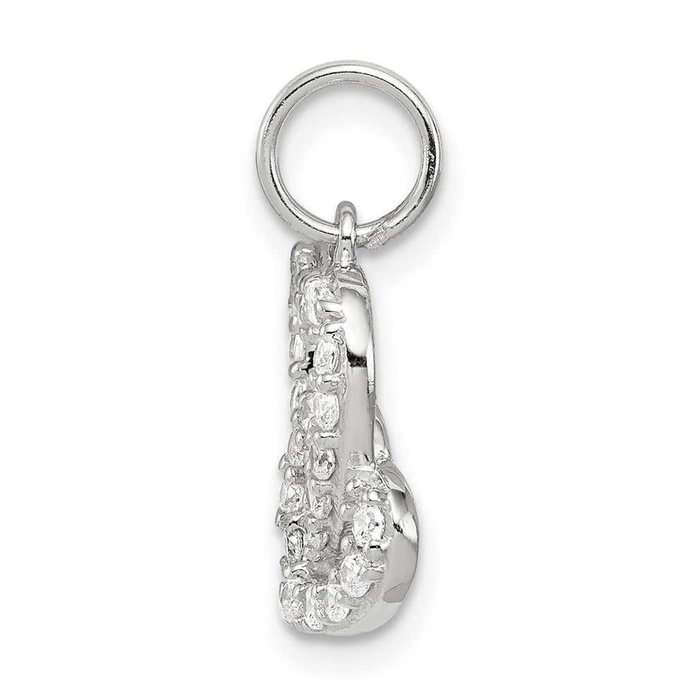 Sterling Silver Rhodium-Plated Cz Interlocking Hearts Charm