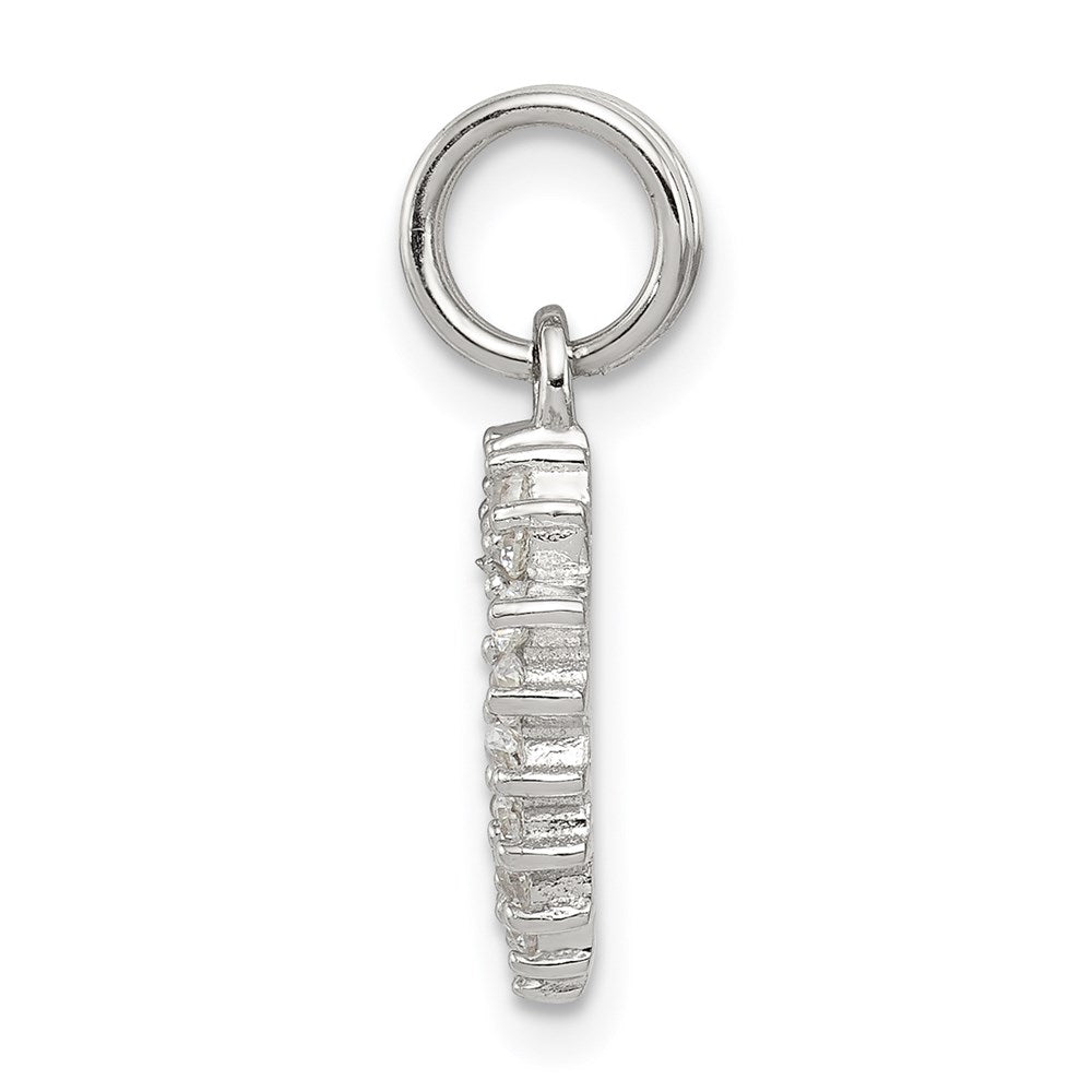 Sterling Silver Rhodium-Plated Cz Heart Charm