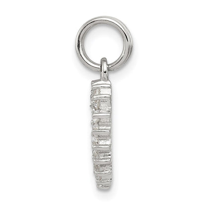 Sterling Silver Rhodium-Plated Cz Heart Charm