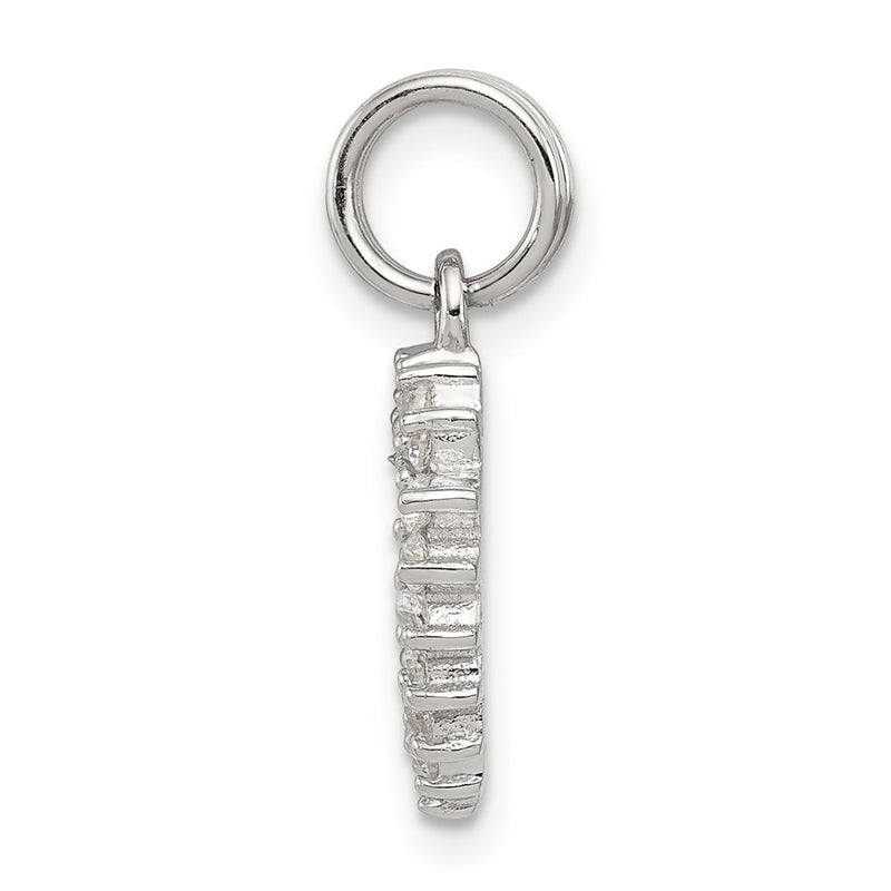 Sterling Silver Rhodium-Plated Cz Heart Charm