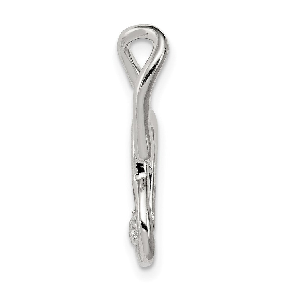 Sterling Silver Rhodium-Plated Cz Hearts Pendant
