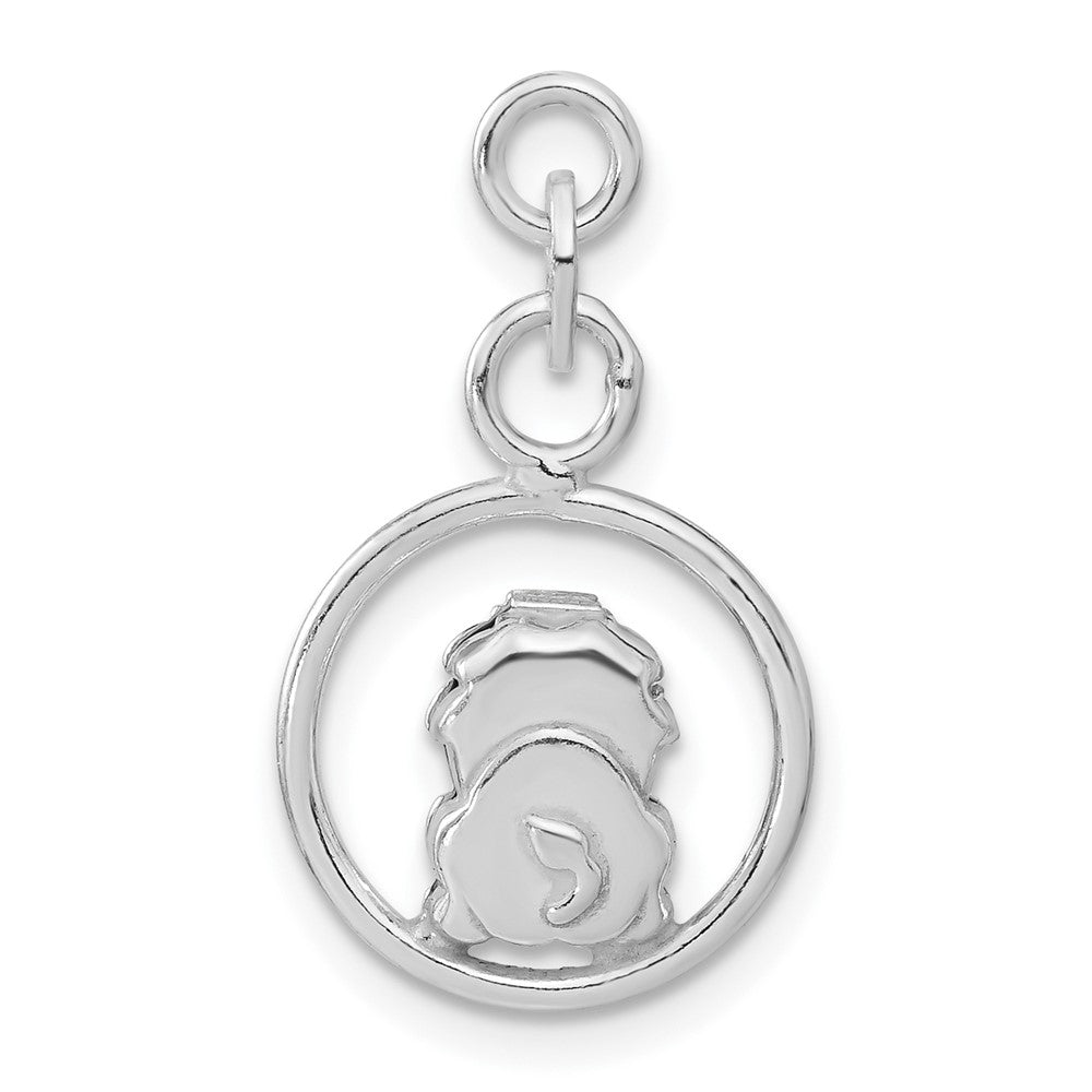 Sterling Silver Polished Enameled Lion Circle Charm
