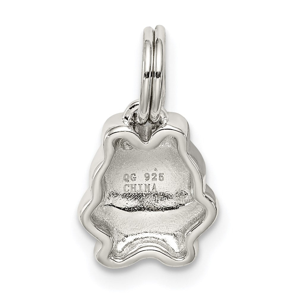 Sterling Silver Rhodium-Plated Green Enameled Frog Charm