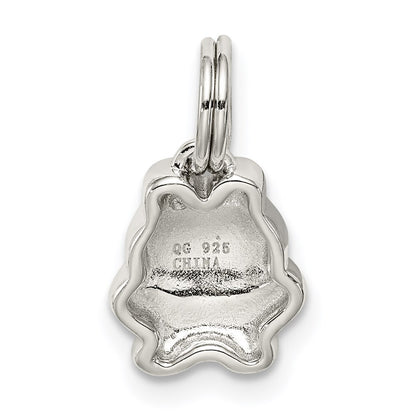 Sterling Silver Rhodium-Plated Green Enameled Frog Charm