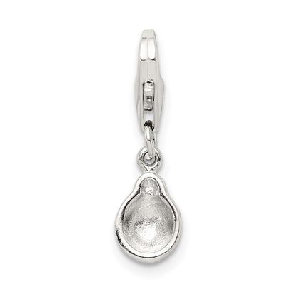 Sterling Silver Rhodium-Plated Red Enameled Ladybug Charm