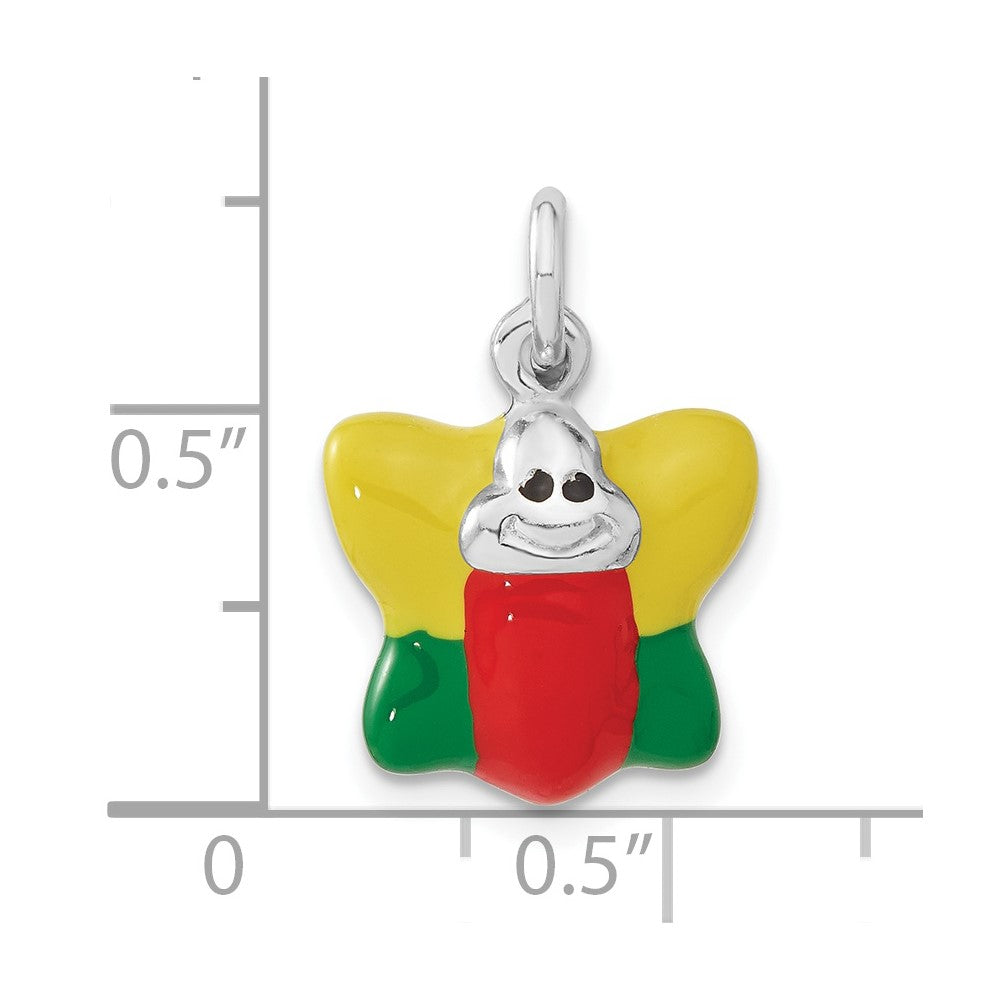 Sterling Silver Polished Enameled Butterfly Charm