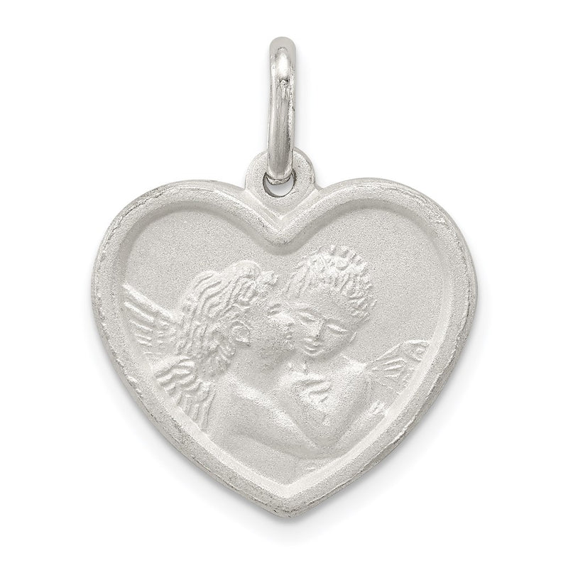 Sterling Silver Satin Angel Heart Charm