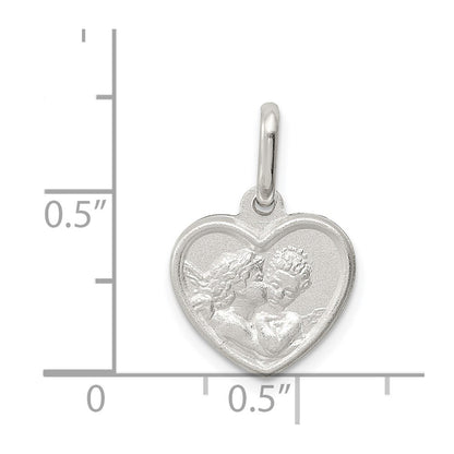 Sterling Silver Satin Angel Heart Charm