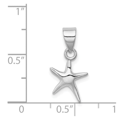 Sterling Silver Rhodium-Platedstarfish Pendant
