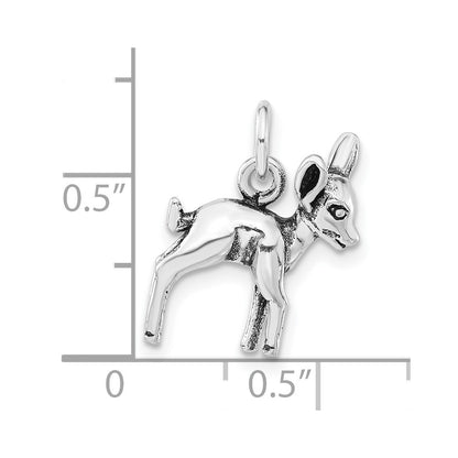 Sterling Silver 3-D Polished & Antiqued Baby Fawn Charm