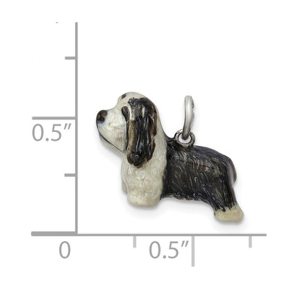 Sterling Silver Enameled Bearded Collie Charm