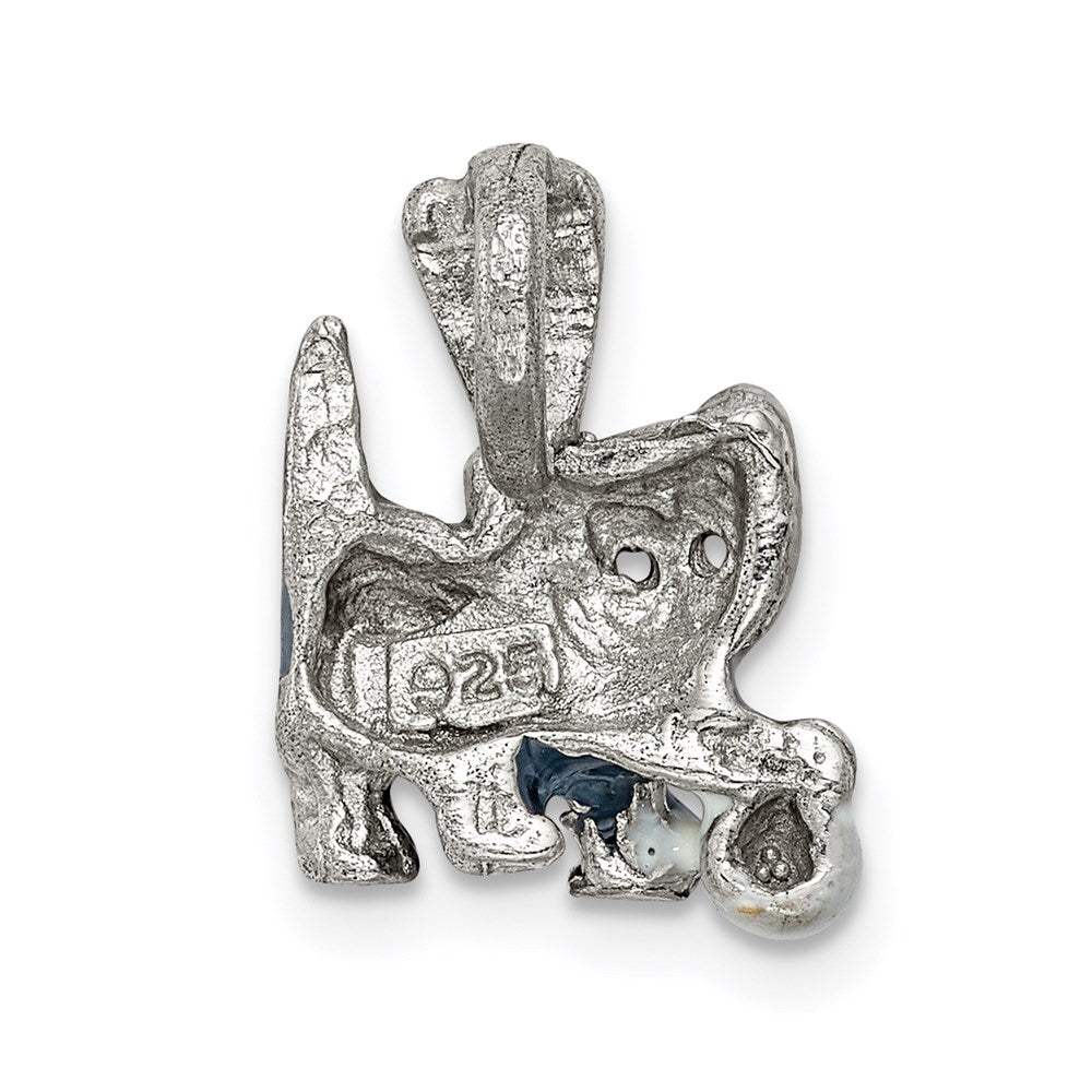 Sterling Silver Enamel Grey & White Cat Pendant Playing With Ball