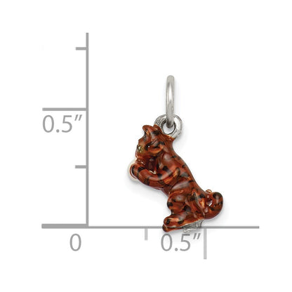Sterling Silver Enamel Cat Playing With Yarn Charm