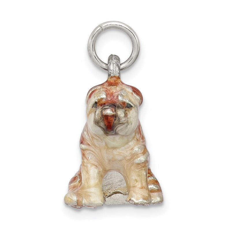 Sterling Silver Enameled Shar Pei Charm