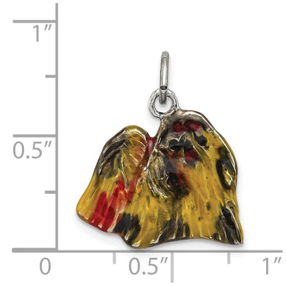 Sterling Silver Enameled Profile Shih Tzu Charm