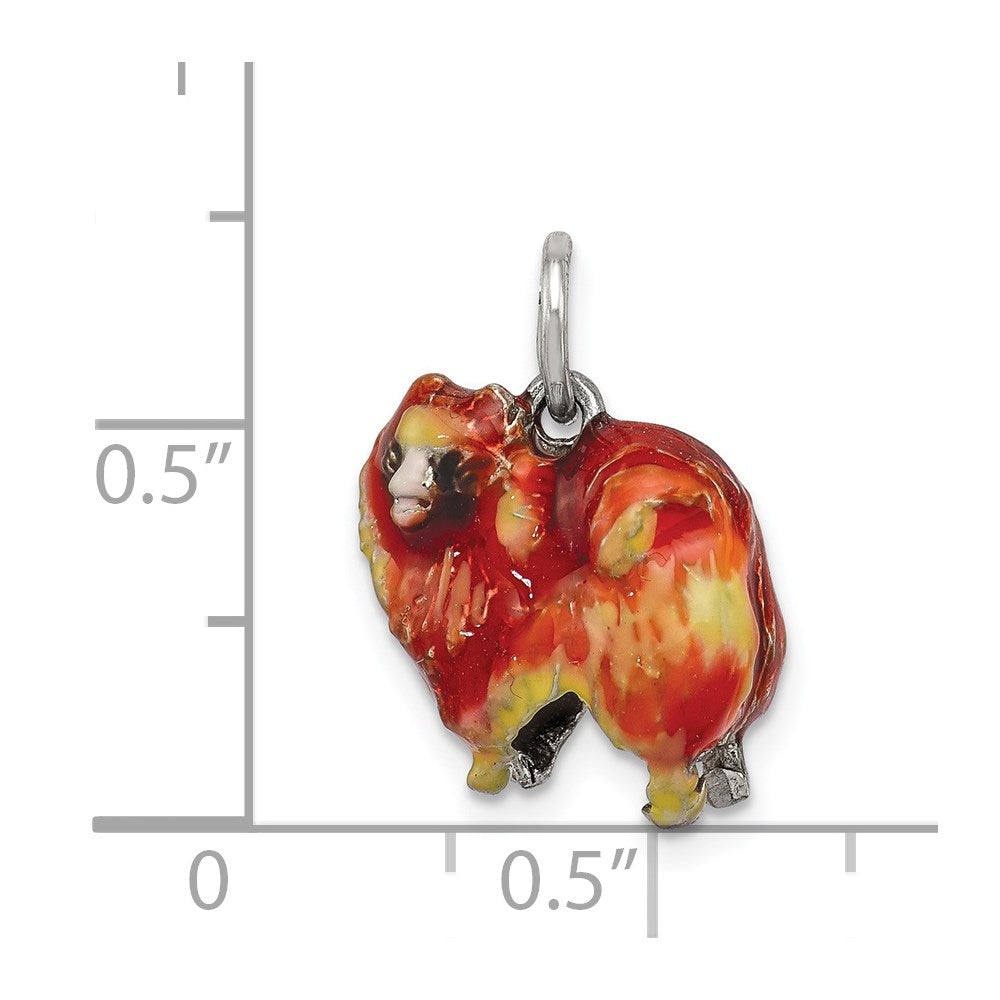 Sterling Silver Enameled Pekingese Charm