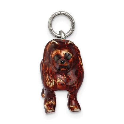 Sterling Silver Enameled Large Pomeranian Charm