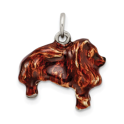 Sterling Silver Enameled Large Pomeranian Charm