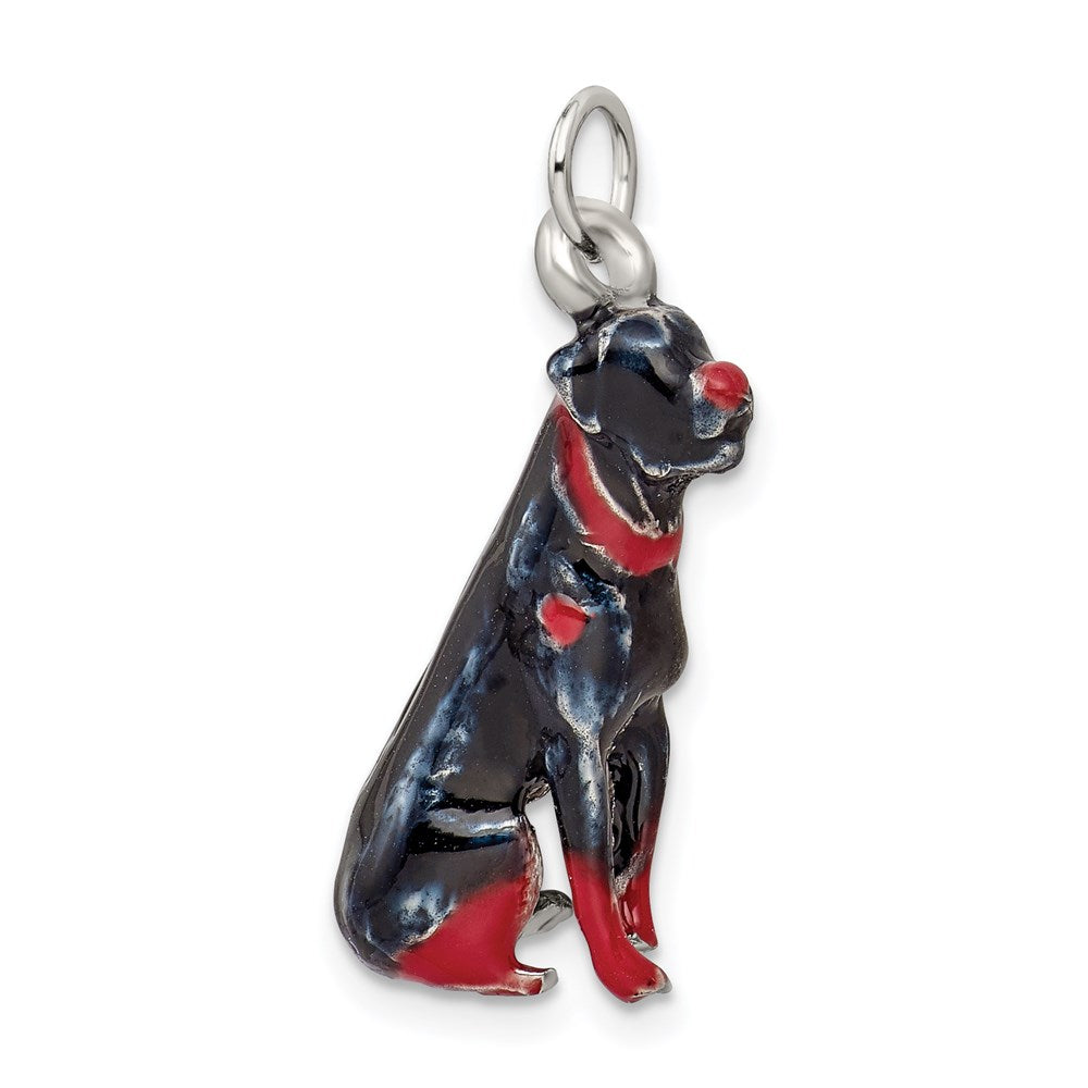 Sterling Silver Enamel Rottweiler Charm
