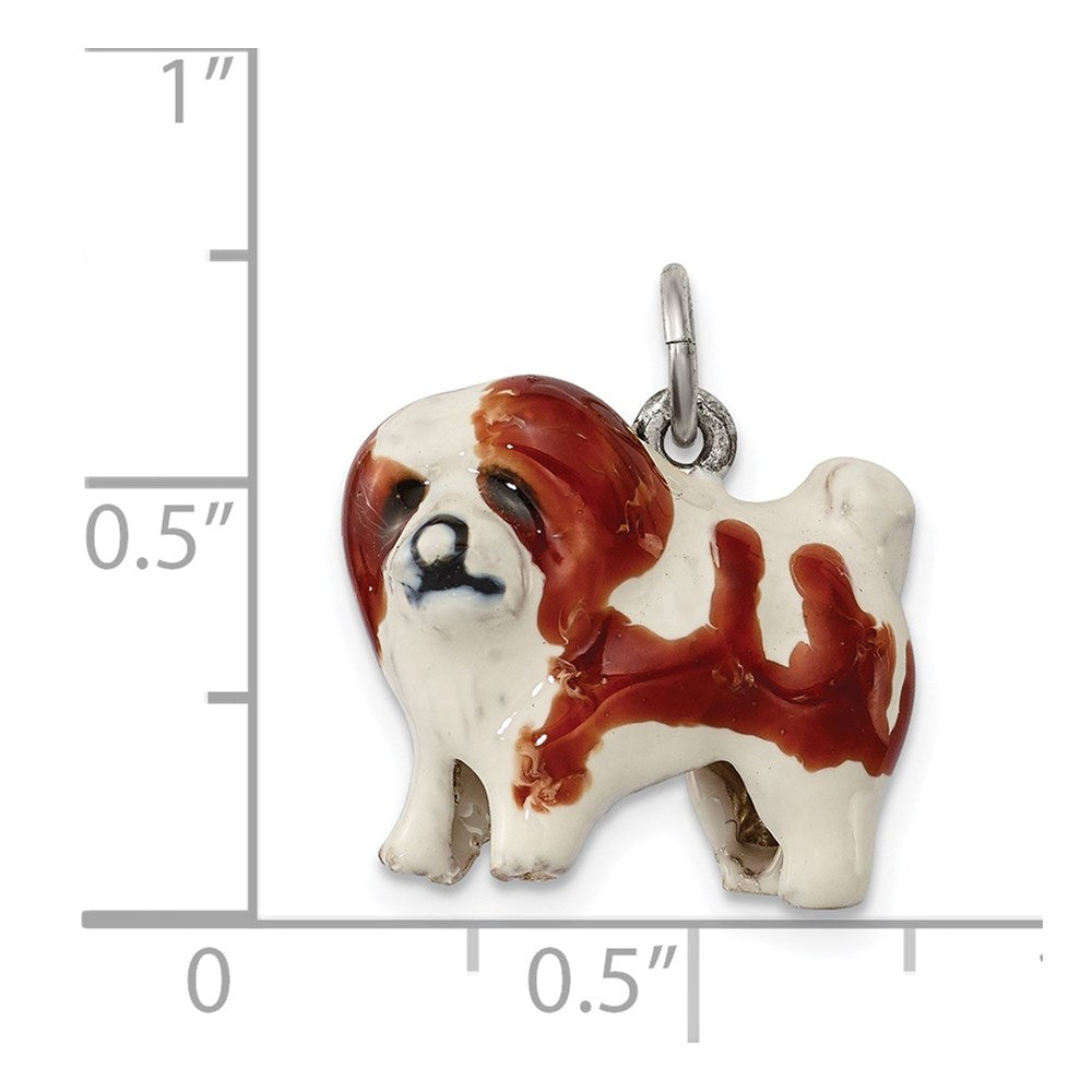 Sterling Silver Enameled Coton De Tulear Charm