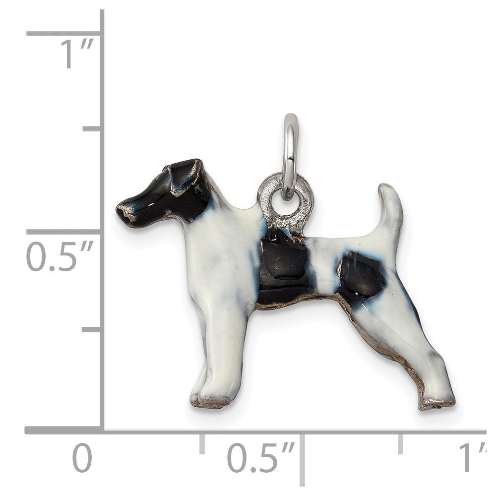 Sterling Silver Enameled Smooth Hair Fox Terrier Charm