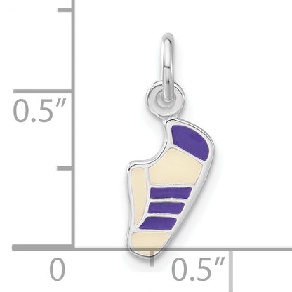 Sterling Silver Purple & White Enameled Sneaker Charm