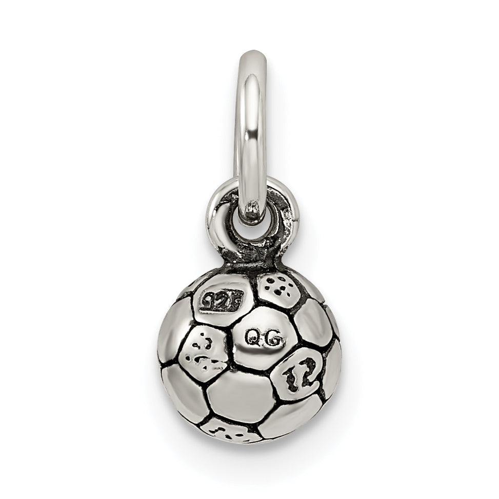 Sterling Silver Antiqued Soccer Ball Char