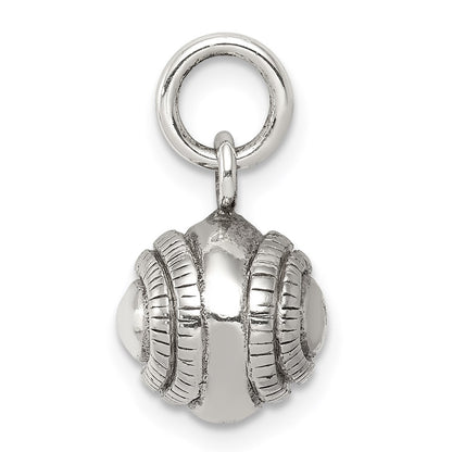 Sterling Silver 3D Antiqued Baseball Charm
