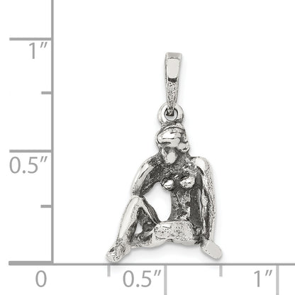 Sterling Silver Antiqued Virgo Zodiac Pendant
