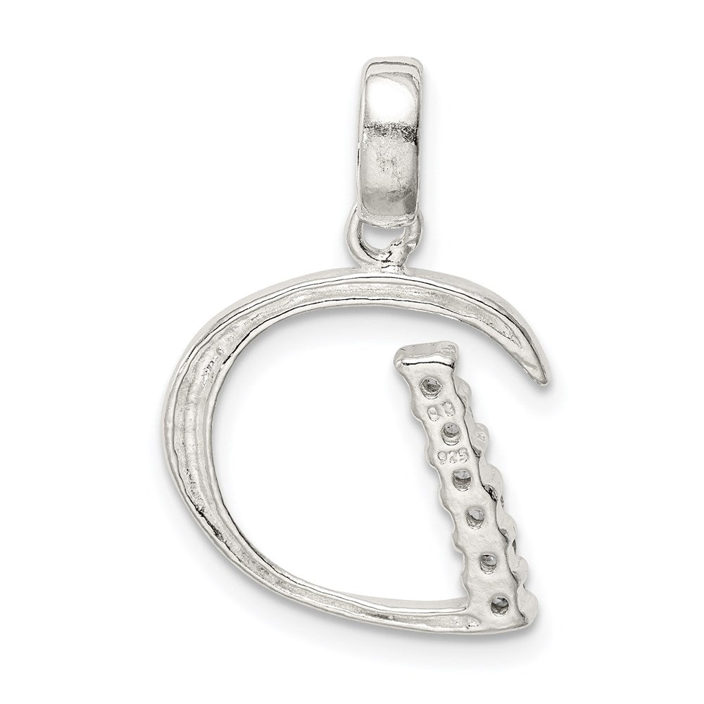 Sterling Silver Cz Letter D Initial Pendant