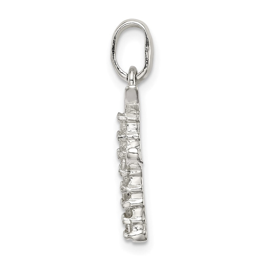 Sterling Silver Cz Letter F Initial Pendant