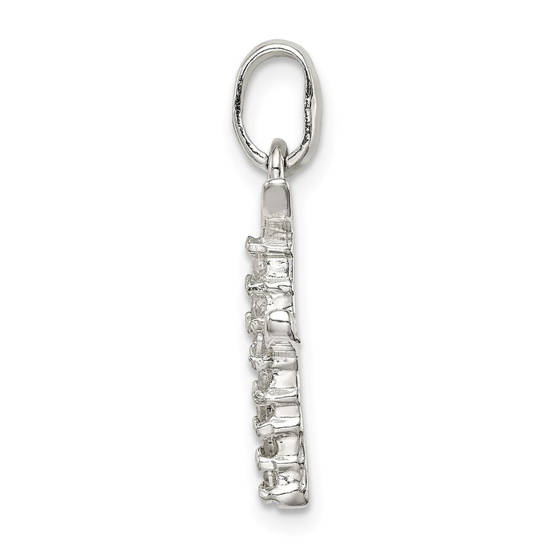 Sterling Silver Cz Letter F Initial Pendant
