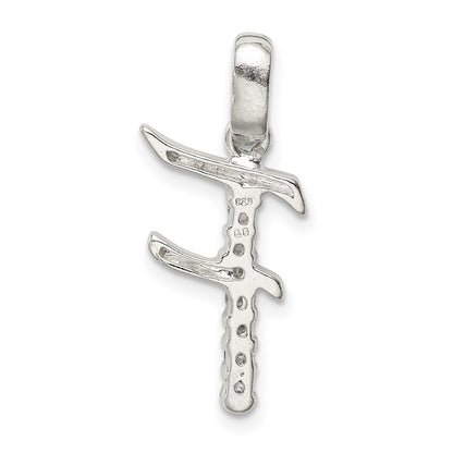 Sterling Silver Cz Letter F Initial Pendant