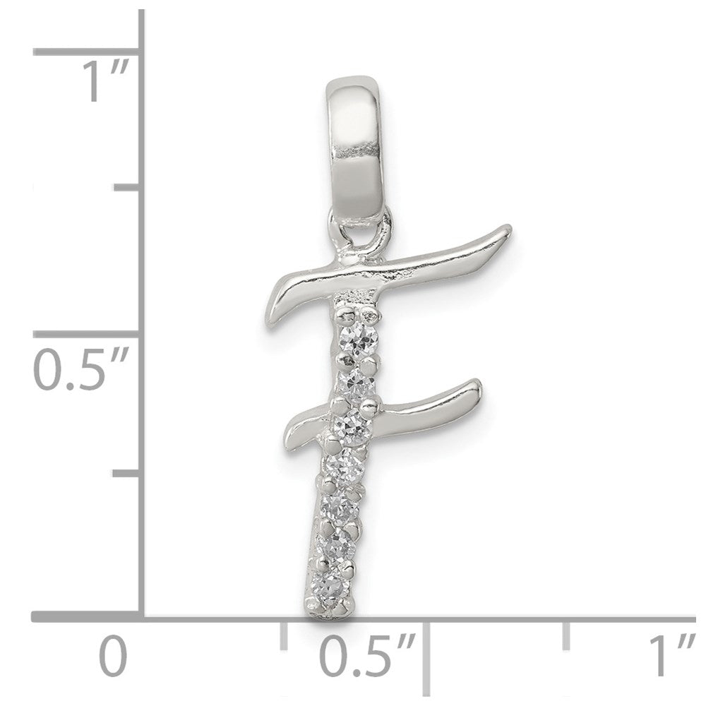 Sterling Silver Cz Letter F Initial Pendant