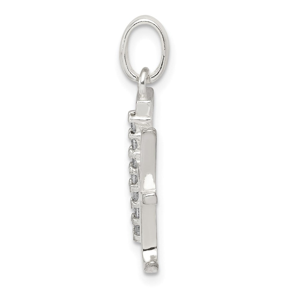 Sterling Silver Cz Letter H Initial Pendant