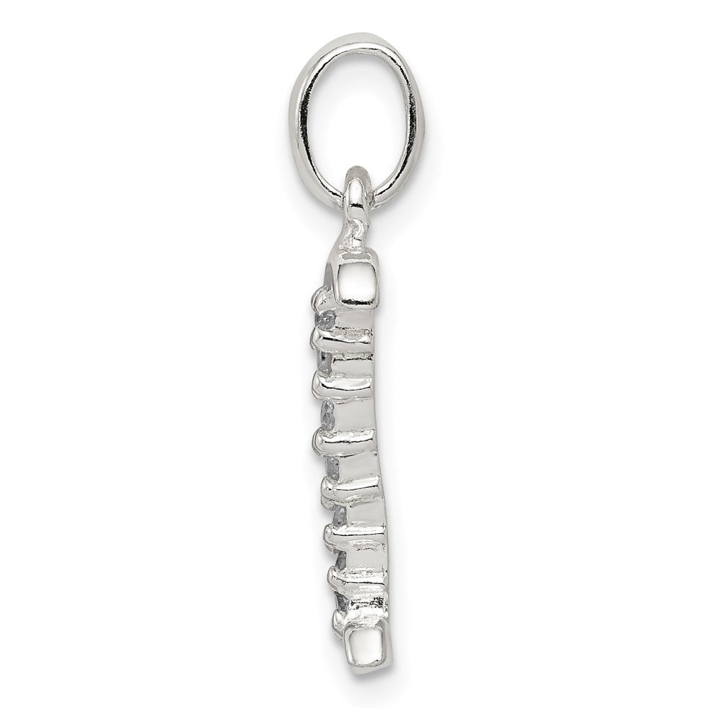 Sterling Silver Cz Letter I Initial Pendant