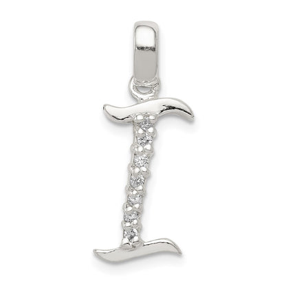 Sterling Silver Cz Letter I Initial Pendant