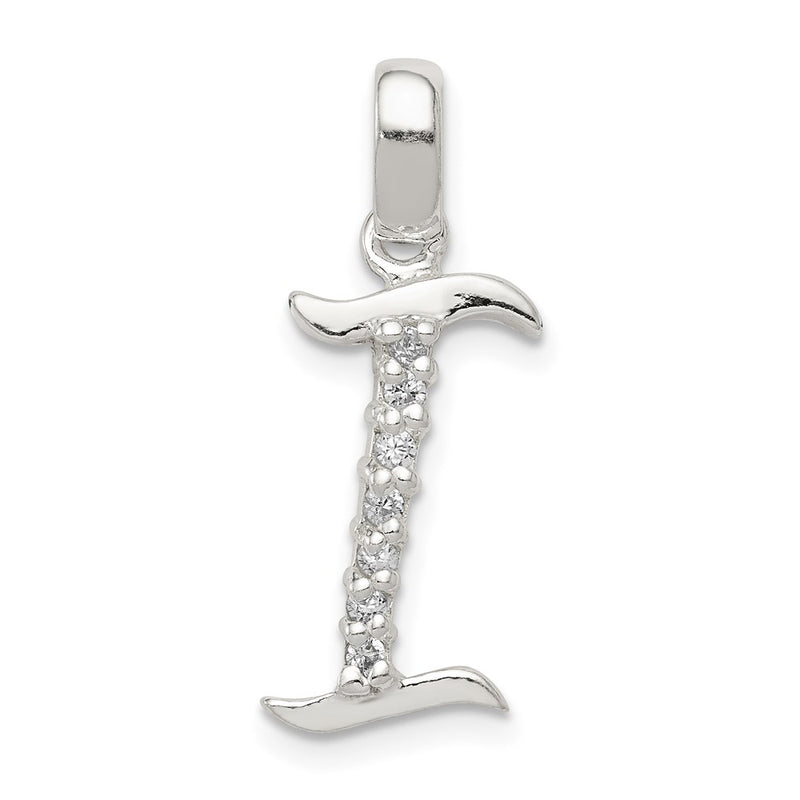 Sterling Silver Cz Letter I Initial Pendant