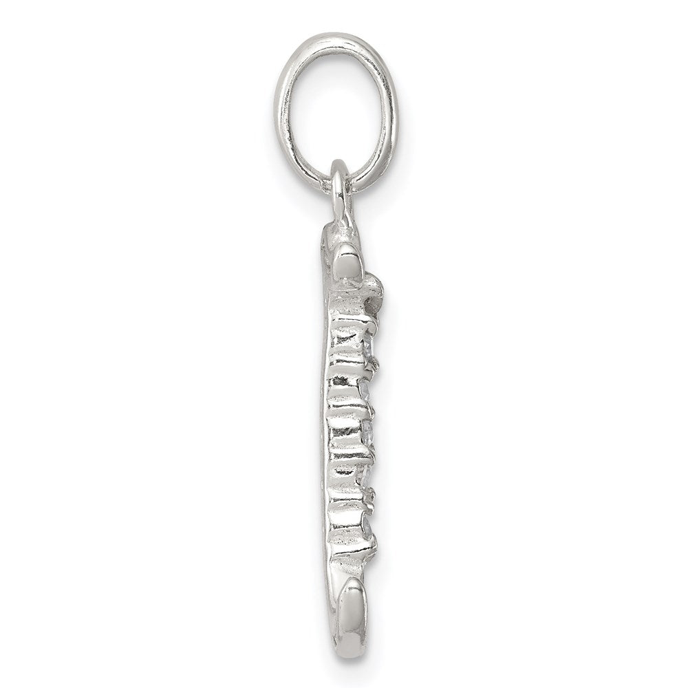 Sterling Silver Cz Letter J Initial Pendant