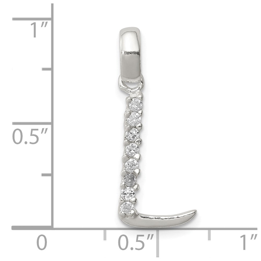 Sterling Silver Cz Letter L Initial Pendant