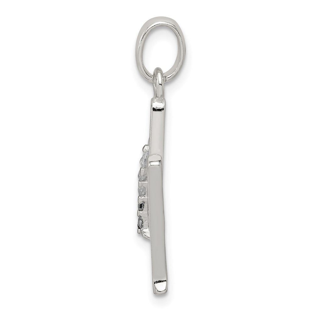Sterling Silver Cz Letter M Initial Pendant