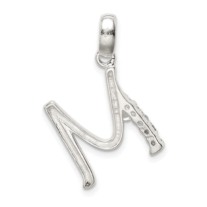 Sterling Silver Cz Letter M Initial Pendant